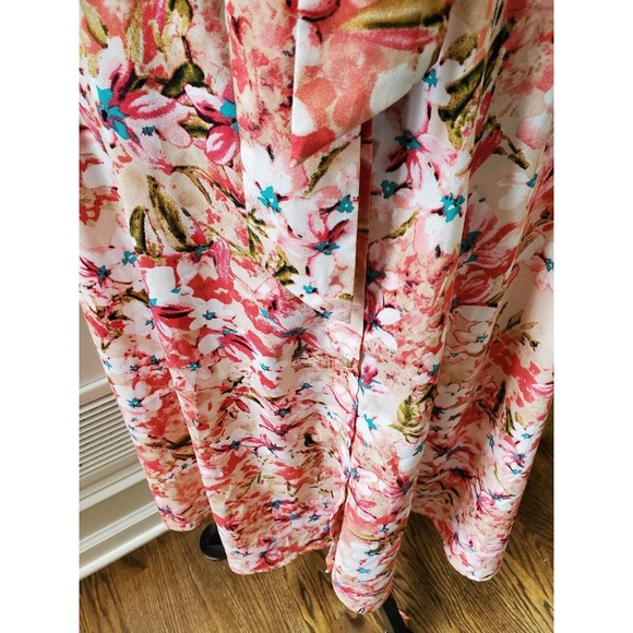 Multicolor Womens Floral Polyester Round Neck Cap Sleeve Length Dress Size Small - Picture 4 of 11